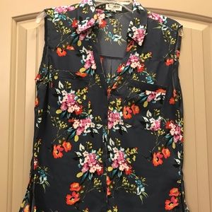 Express floral silk button down